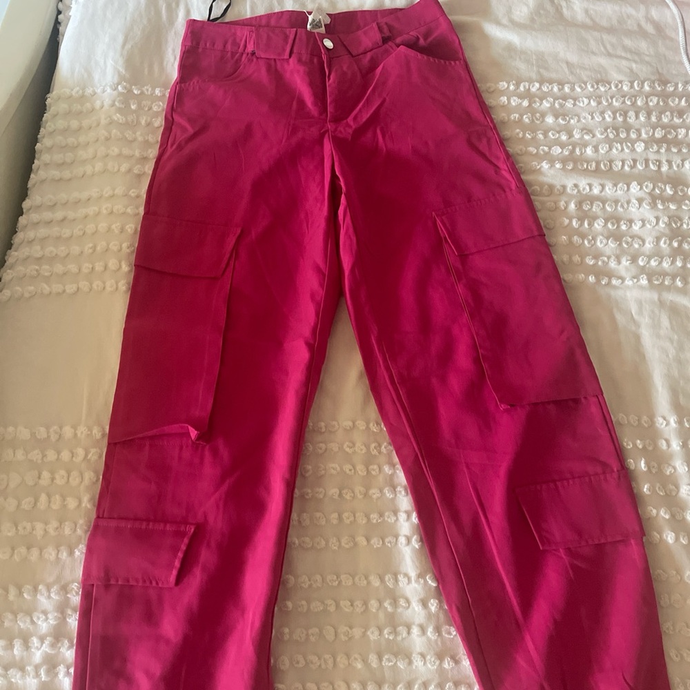 ROMWE Pink Cargo Track Pants
